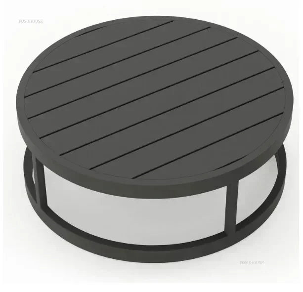 Outdoor Waterproof Sun Protection Garden Sofas Curved Outdoor Sofa Aluminum Alloy Courtyard Villa Reception Sofa Coffee Table EE