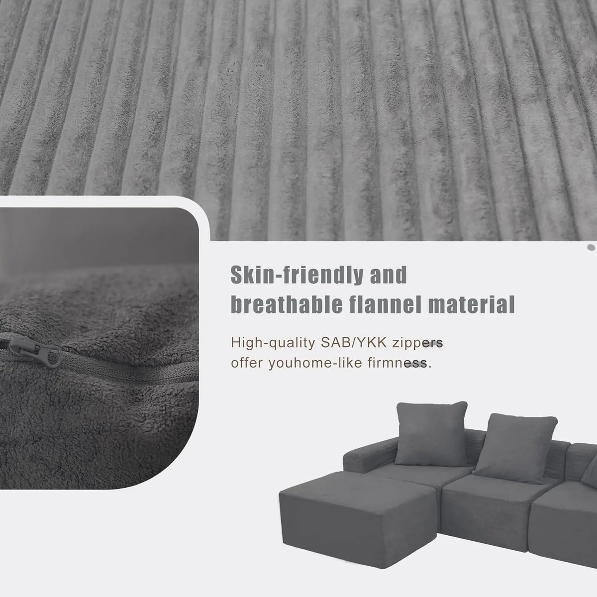 Convertible Sectional Sofa Set with Microfiber Fabric - Modular Design for Spacious Living Rooms and Easy Assembly, Customized