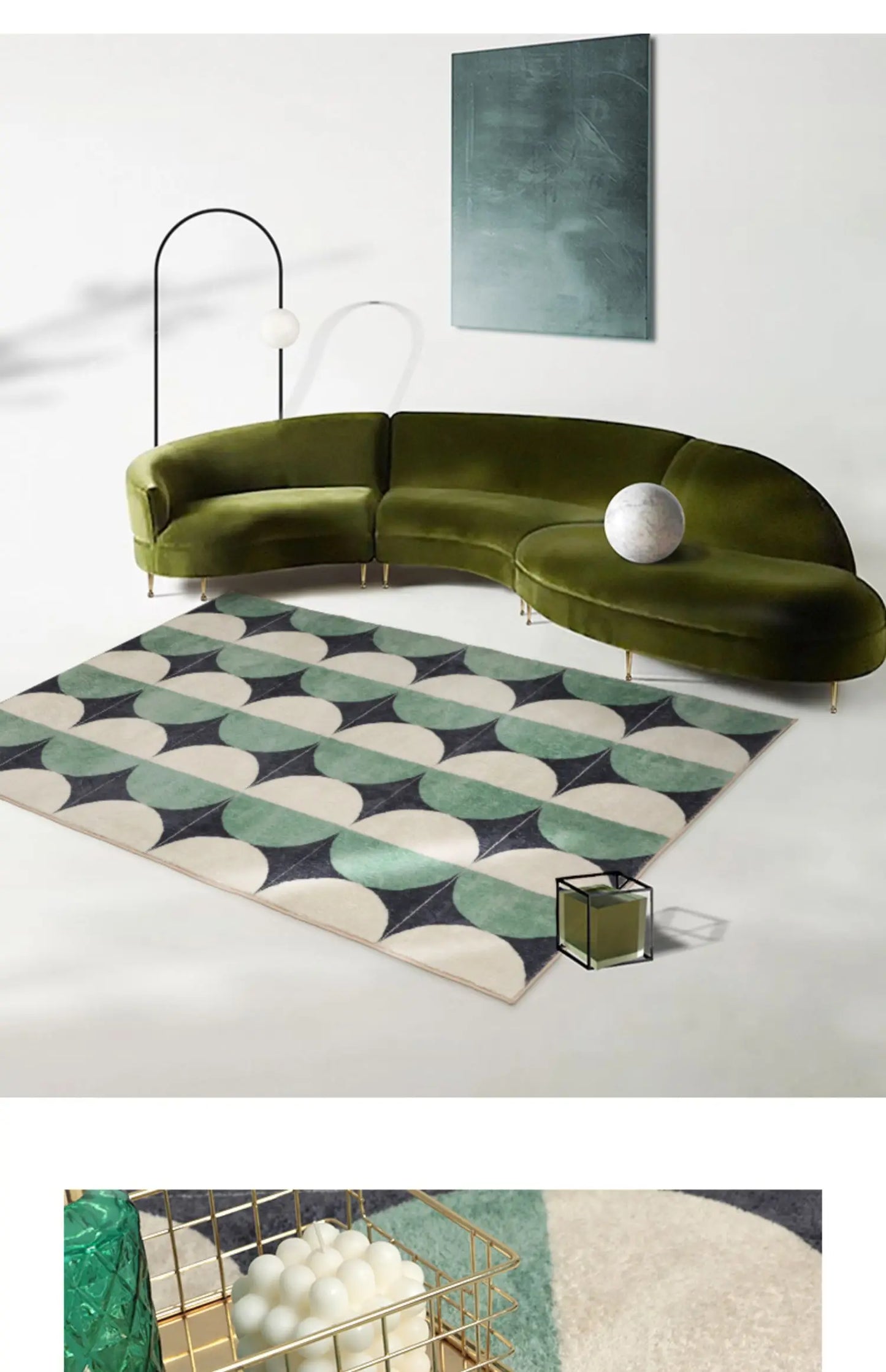 VIKAMA Cashmere Wash Back Carpet Machine Washable Ins Style Checkerboard Living Room Carpet Cloakroom Carpet Home Decoration