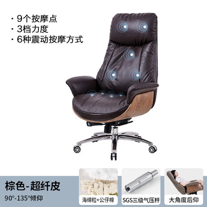 Leather Adjustable Office Chair Back Support Design Comfy Ergonomic Office Chair Recline Massage Cadeiras Home Furniture