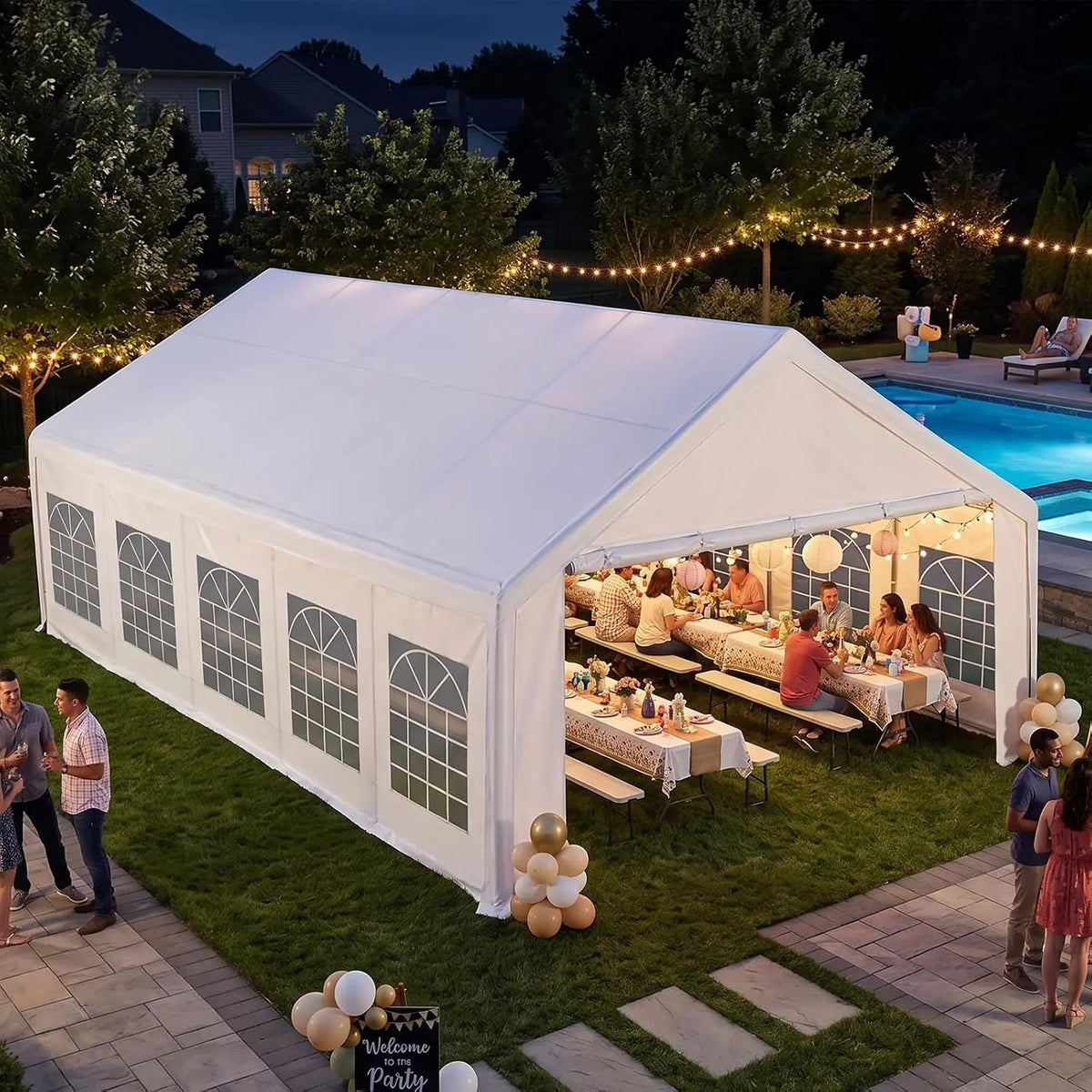 20x30 Party Tent Heavy Duty Outdoor Event Tent for Backyard White, Customized