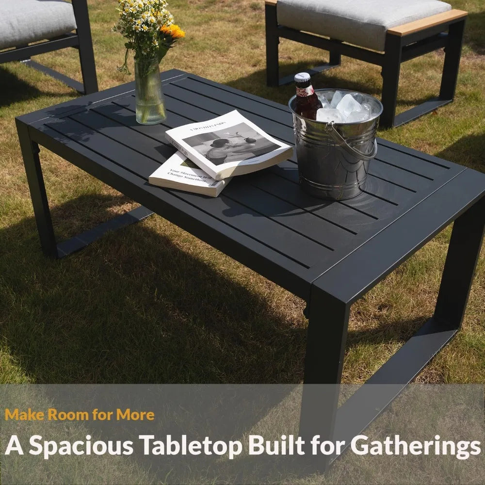 Aluminum Patio Furniture Set 7 Seats, Oversized Outdoor Sectional with Washable Thick Cushions, Coffee Table and Waterproof Cov