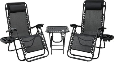 Homfa Garden Sun Lounger Set with Table Folding Adjustable Zero Gravity Recliner Chair Seat Indoor/Outdoor
