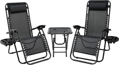 Homfa Garden Sun Lounger Set with Table Folding Adjustable Zero Gravity Recliner Chair Seat Indoor/Outdoor