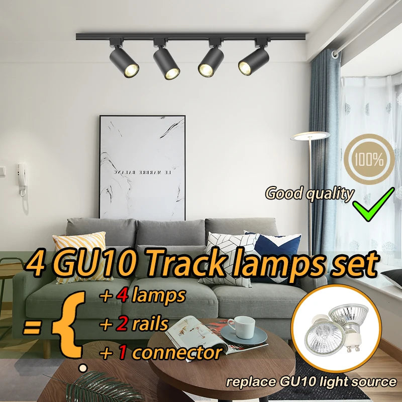 gu10 Light Fixture GU10 Track Light Set Smart Spotlights Replace Dimming Rail Lighting Kitchen Spot Light ceiling 110V Light