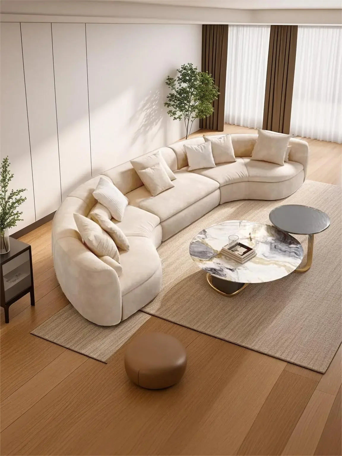 Nordic leather curved sofa designer minimalist special-shaped corner technology creative sofa02A