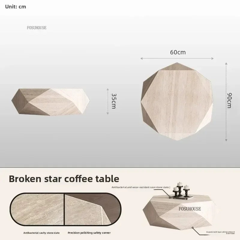 Luxury Rock Board Coffee Tables Villa Living Room Tea Table for Living Room Furniture High-grade Luxurious Side Table