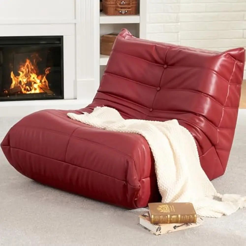 living room sofas, Bean Bag Chair Lazy Floor Sofa, Memory Foam Fireside Sofa for Adults, Big Beanbag Faux Leather Armless Chair