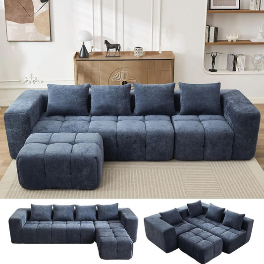 119"Boneless Couch, Cloud Sectional Couch with Deep Seat,High-Density Memory Foam and Chaise,Sectional L Shaped Sofa-Customized