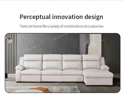 L-shaped Living Room Sofa Leather Electric Recliner Sofa Multi-functional Sofa Bed Folding Small Furniture with Storage Space