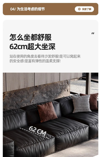 Family Italian Living Room Sofas Genuine Leather Sectional Apartment Relaxing Sofa Elegant Comfortable Muebles Home Furniture