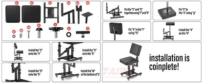 TAIDU Multi Functional Tattoo Bench Leathery Back Adjust Tattoo Chair Steel Frame Lift Tattoo Salon Chairs For Tattoo Artist