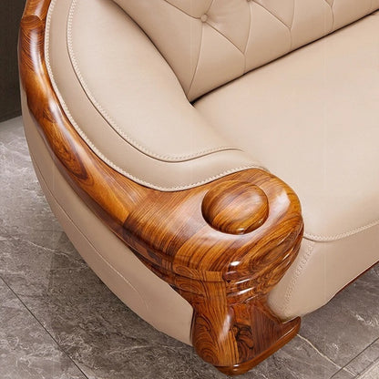 European leather sofa corner combination home high-end luxury living room new Chinese first layer cowhide solid wood