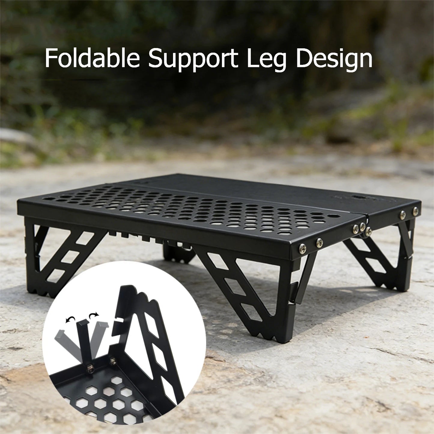 Pocket Mini Table, Foldable Leg Design Aluminum Lightweight Portable Table for Cookware, Camping, Hiking, Fishing