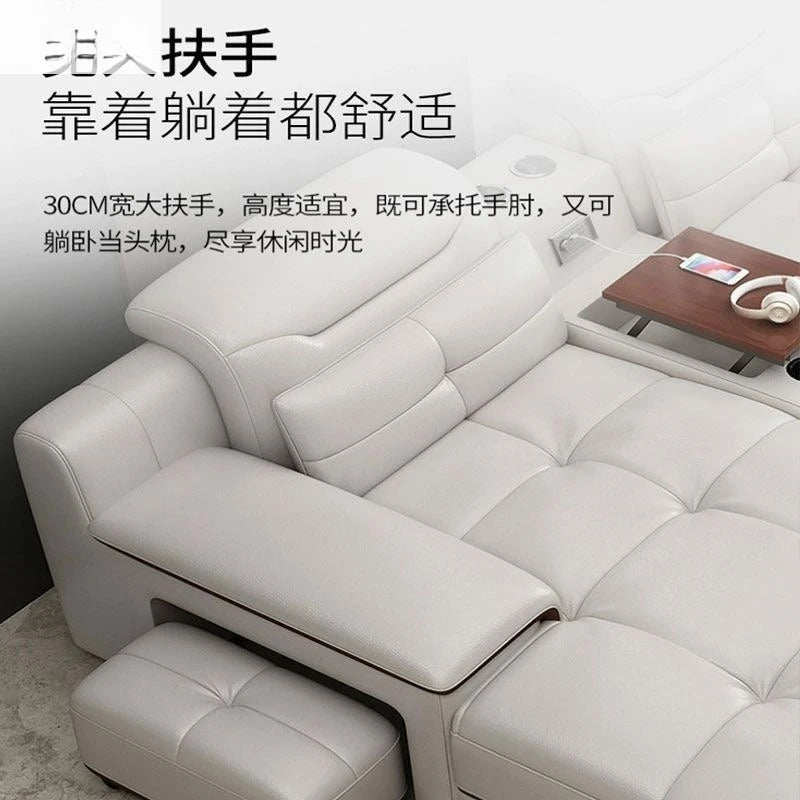Italian leather sofa, modern single-layer leather sofa, living room small apartment, high-end light luxury leather sofa