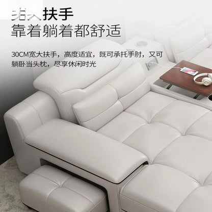Italian leather sofa, modern single-layer leather sofa, living room small apartment, high-end light luxury leather sofa