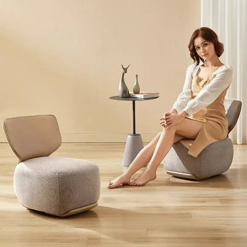 Living Room Balcony Leisure Chair Stool Ottomans Light Luxury Chivas Single Sofa Chair Cream Wind Lazy Furniture Small Chair
