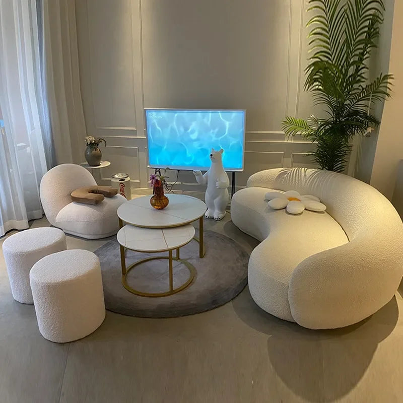 Corner Designer Living Room Sofas White Puffs Cute Relaxing Outdoor Sofa Patio Floor Sofa Garden Air Divano Balcony Furniture