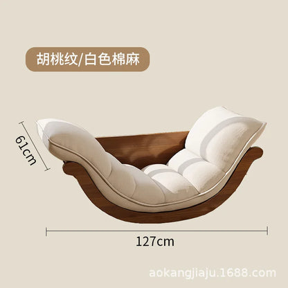 The latest design multi-functional living room rocking chair, solid wood frame leisure sofa chair, balcony bedroom recliner