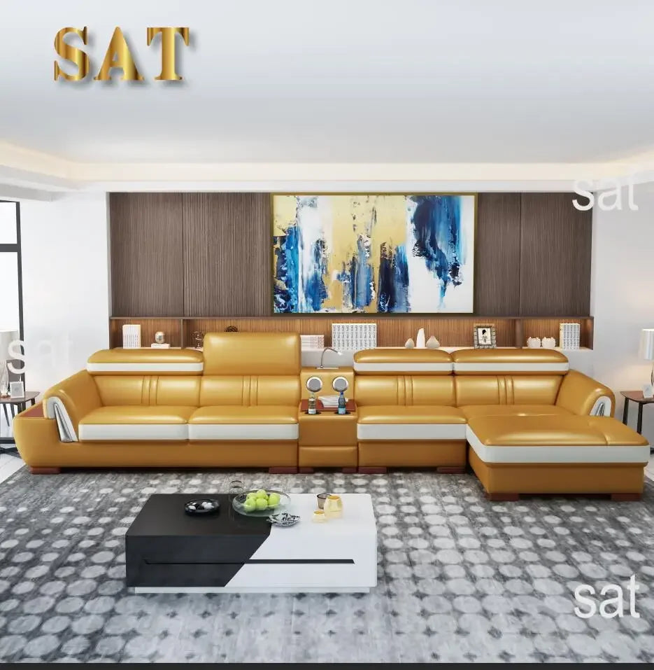 A New Design Fashion Leather and Cloth Combination Furniture Living Room Sofa