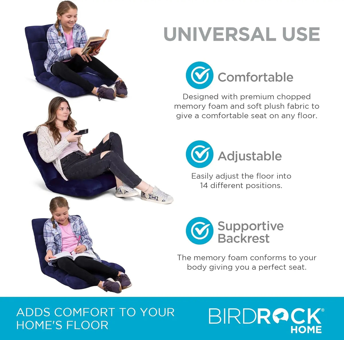 Adjustable Memory Foam Floor Chair,Ideal for Gaming, Reading, Meditation - Comfortable and Versatile - Comfy Foldable Floor Seat