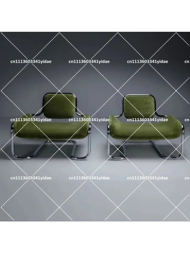 Mid-Century Modern Lounge Chair with Metal Legs, Brown Faux Leather Accent Chair for Living Room