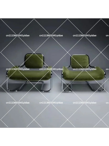Mid-Century Modern Lounge Chair with Metal Legs, Brown Faux Leather Accent Chair for Living Room