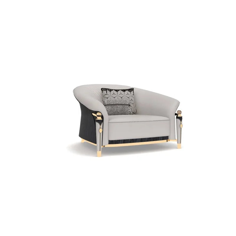 Hot Selling Italian Design Modern Genuine Leather Three Seat Sofa with Stainless Steel Legs for Living Room