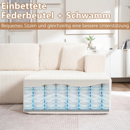 Living Room Boneless Modular Sofa, Corduroy Fabric, Modern U-shaped Leisure Sofa, High-density Sponge, No Assembly, for Home