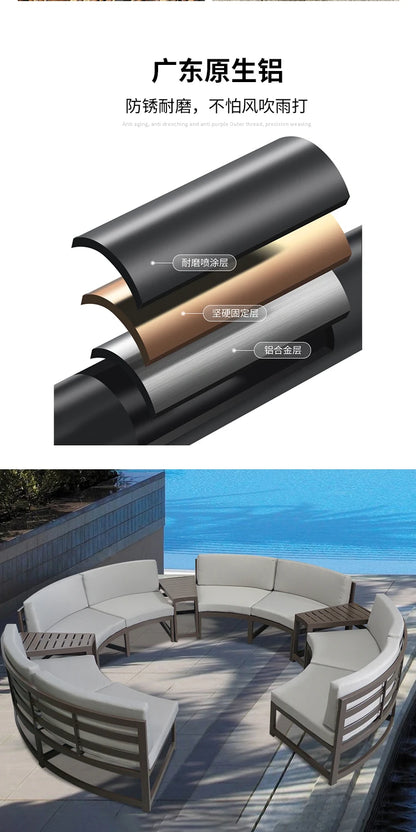 Rattan sofa combination courtyard garden leisure outdoor living room custom semi-circular arc rattan chair terrace outdoor