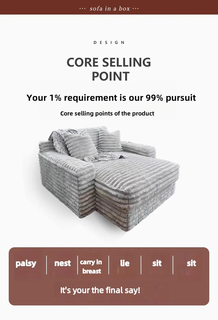 Luxury Compressed Memory Foam Sofa Set Chenier Fabric Sofa Apartment Hotel Villa Vacuum Packaging Convenient Life