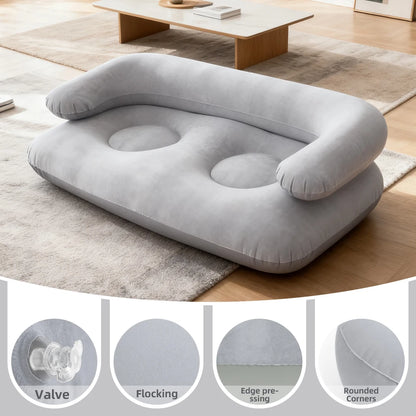 Double Inflatable Air Sofa Two-Seater Lazy Couch Heavy Duty Leak Proof Inflatable Lounge Furniture Indoor Outdoor Camping