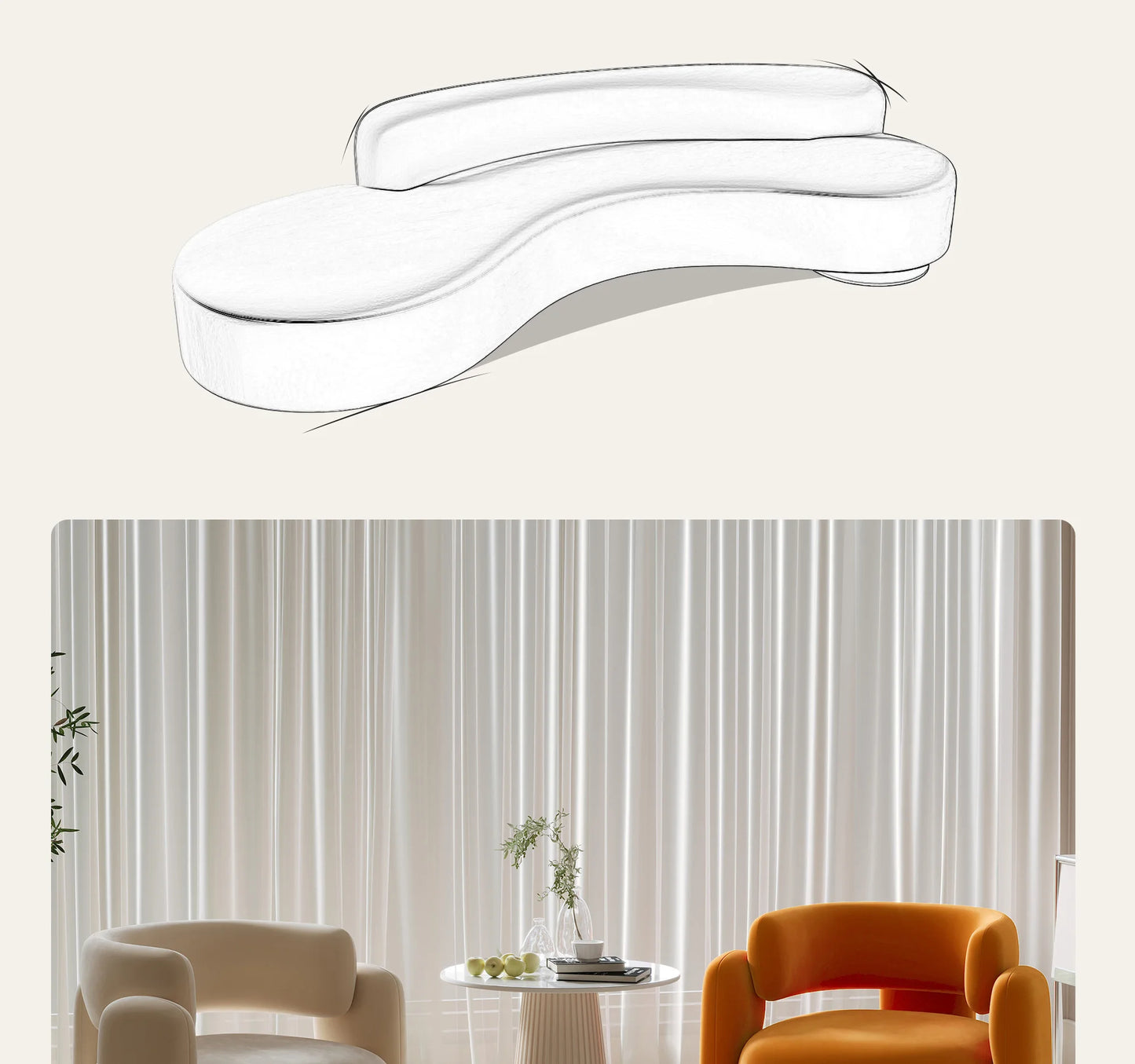 Cream Single Sofa Chair Balcony Light Luxury Chair Tea Table Combination Beauty Salon Rest Area Reception Negotiation Chair
