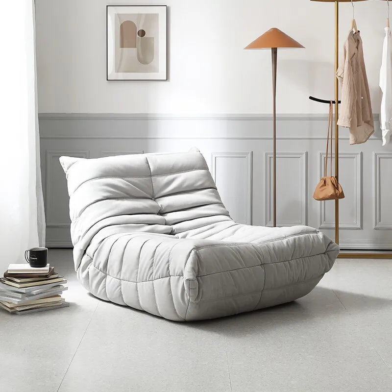 Nordic flannel leather art single and double lazy sofa, caterpillar art small apartment balcony simple leisure reclining chair