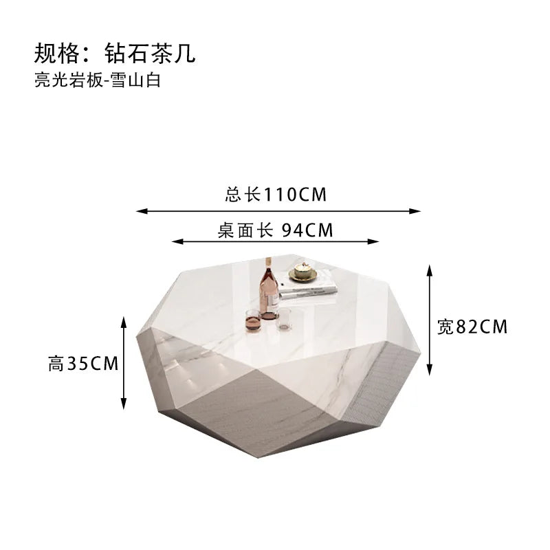 High End Living Room Home Designer Style, Light Luxury, Modern Minimalist, Irregular Stainless Steel Diamond Coffee Table
