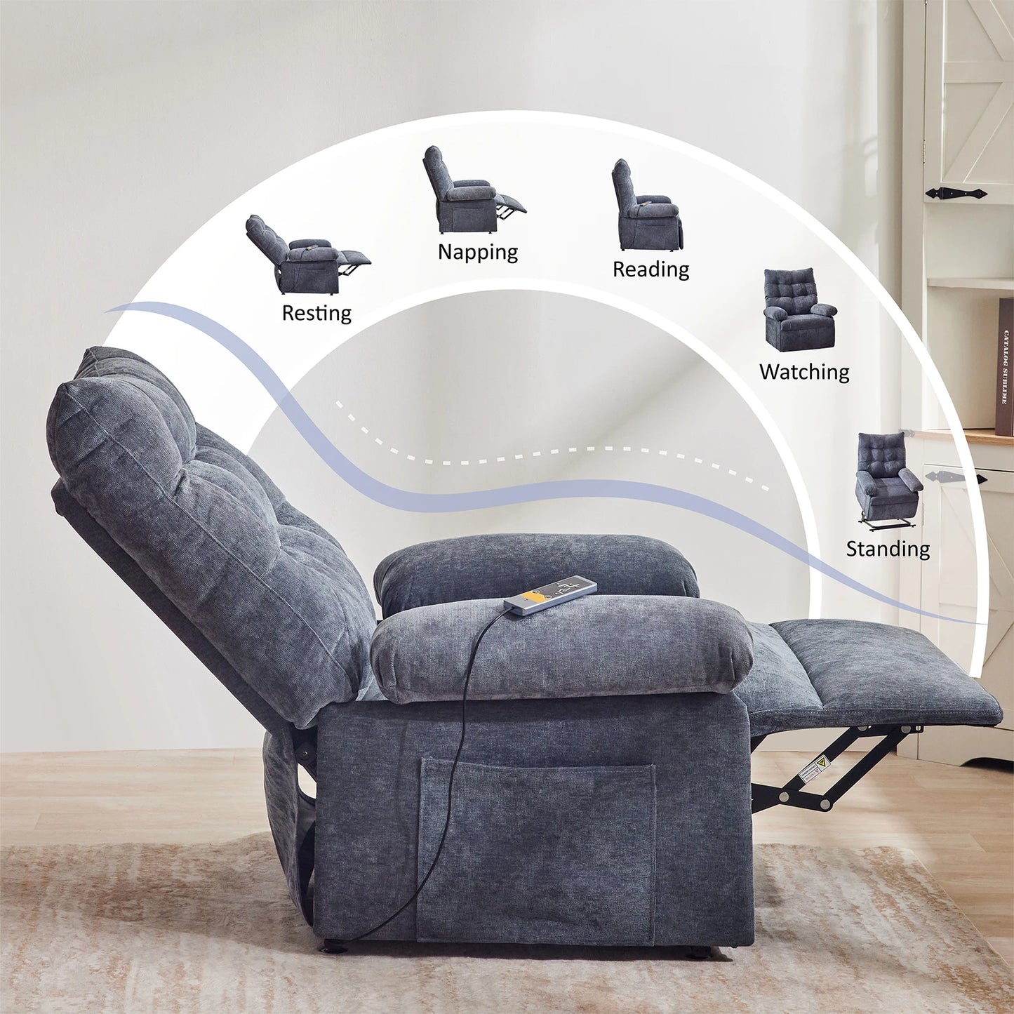 Redlife Power Lift Reliner Chair for Elderly Ergonomic Reliner Sofa w/ 3 Motor Power Adjustable Position for Living Room Bedroom