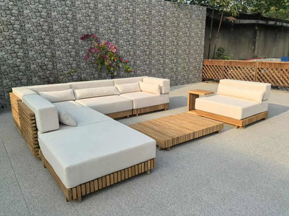 Deluxe Teak Outdoor Garden Sofa Set Aluminum Terrace Furniture Villa Resort Balcony Use