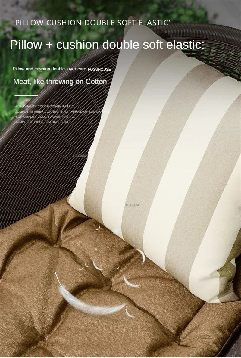 Outdoor Rattan Chair Garden Furniture Set Household Outdoor Balcony Leisure Table and Chair Three-piece Set Mini Coffee Table