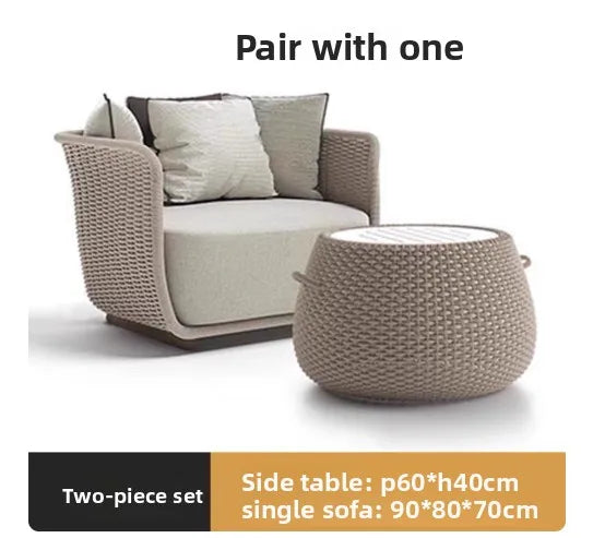 Italian Style Modern Luxury Waterproof Outdoor Rattan Garden Sofa Set For Hotels And Villas For Courtyard