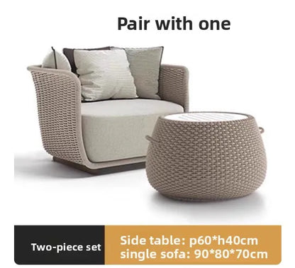 Italian Style Modern Luxury Waterproof Outdoor Rattan Garden Sofa Set For Hotels And Villas For Courtyard