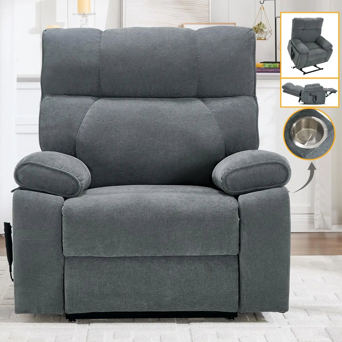 Extra Large Dual Motor Power Lift Recliner Chair, Lift Chair with Massage and Heat for Elderly, Lay Flat Recliner,, Customized