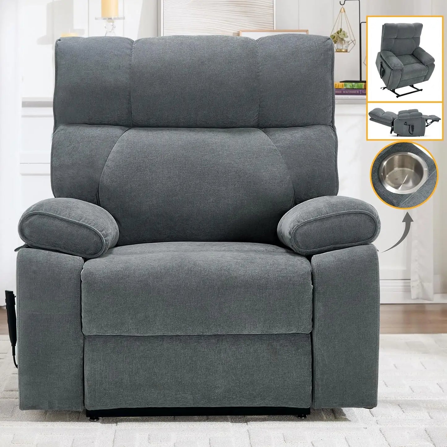 Extra Large Dual Motor Power Lift Recliner Chair, Lift Chair with Massage and Heat for Elderly, Lay Flat Recliner,, Customized