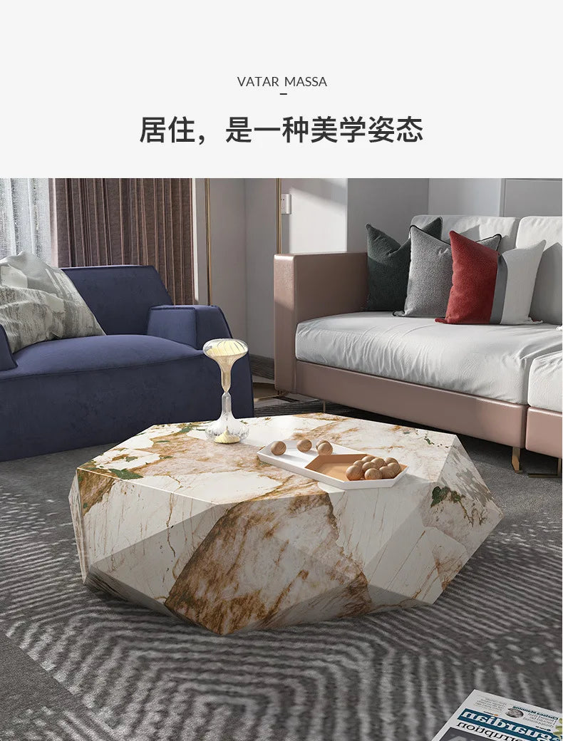 Living room creative water chestnut rock slab coffee table luxury tea table Nordic modern simple diamond rock slab coffee table