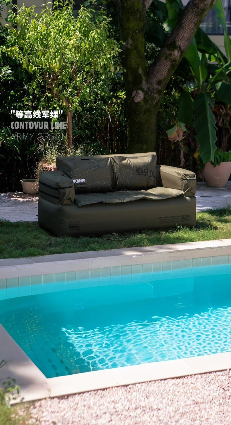 Double and Single Inflatable Sofa with Built-in Air Pump, Comfortable and Portable for Camping and Leisure Home Use
