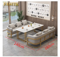 Linlamim Fabric Sofa Set Furniture Living Room Sofa Set with Desk and Stools / Big U Shape Cloth Couch Sofas for Home Furniture