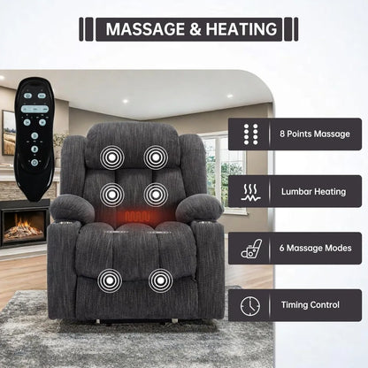 Power Lift Chair with Full-Body Massage and Heat, Electric Recliner Chairs for Adults, Remote Control, Standing Assistance, USB