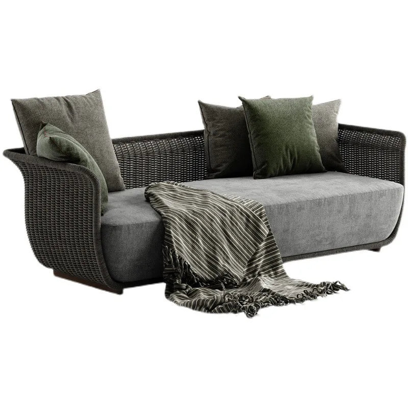 Outdoor rattan sofa courtyard balcony outdoor leisure villa garden sun room coffee table furniture combination