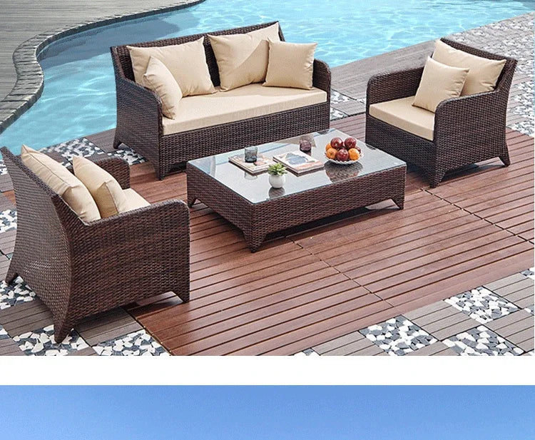 Balcony outdoor combination Living room courtyard hand-woven rattan sofa Rattan chair simple leisure furniture Economically