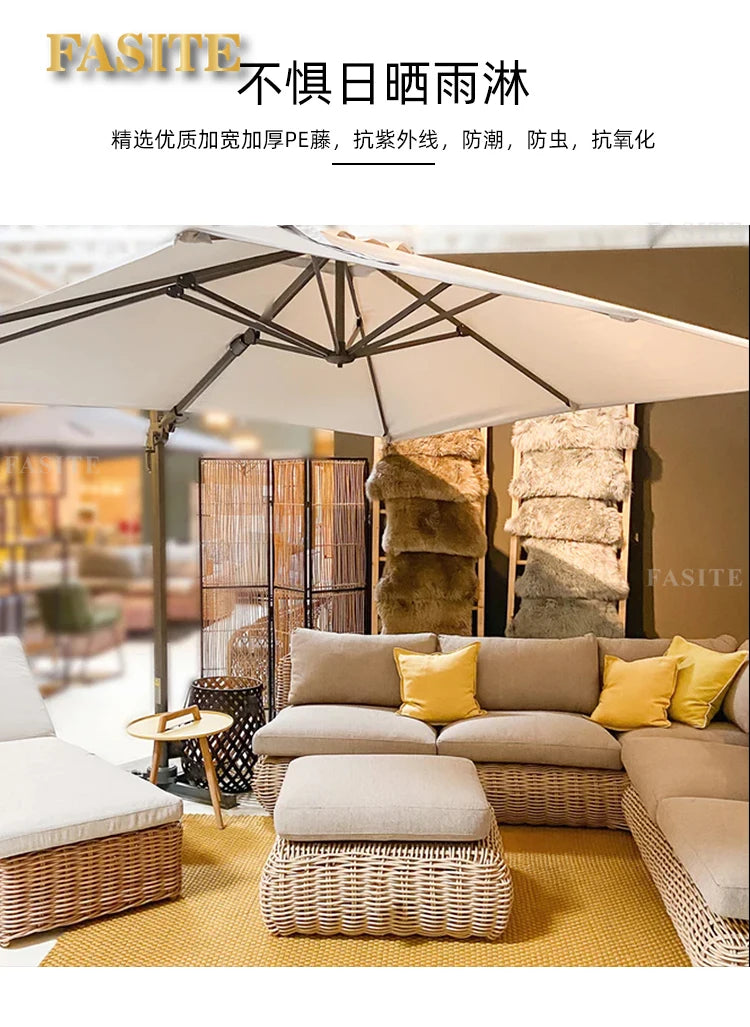 Outdoor rattan woven sofa, balcony, courtyard sofa, coffee table, outdoor rattan woven furniture