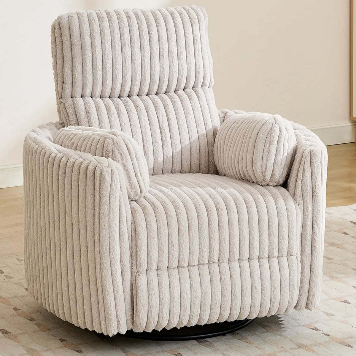 TODRANI Power Swivel Glider Rocking Recliner Nursery Chair with 2 Pillows, Reclining Chair with Type - C & USB Charger Ports
